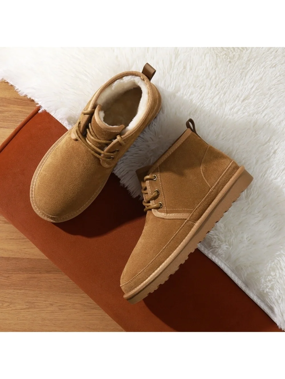 Marc Bruno Suede Fur Snow Boots Men 8.5 / Women 10